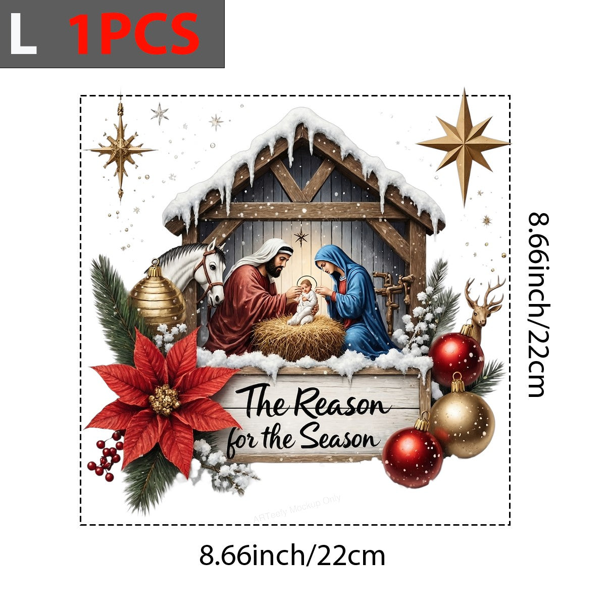 DTF Heat Transfer Iron On Sticker Iron On Heat Transfers Nativity Scene Design Christmas Holiday Apparel Local Warehouse - 7