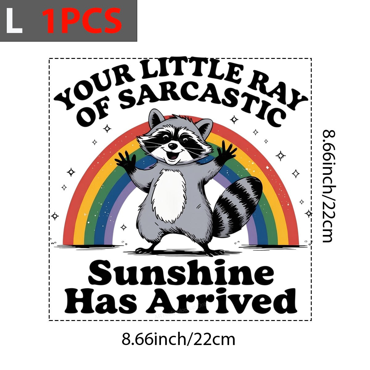 Iron On Transfer Sarcastic Raccoon Rainbow Design for T Shirts and Hoodies - 7