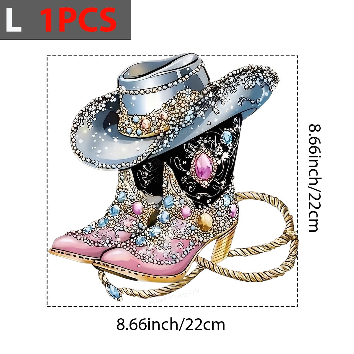 DTF Heat Transfer Iron On Sticker Iron On Heat Transfers Western Rhinestone Cowboy Boots and Hat Design for Apparel Jackets Clearance - 7