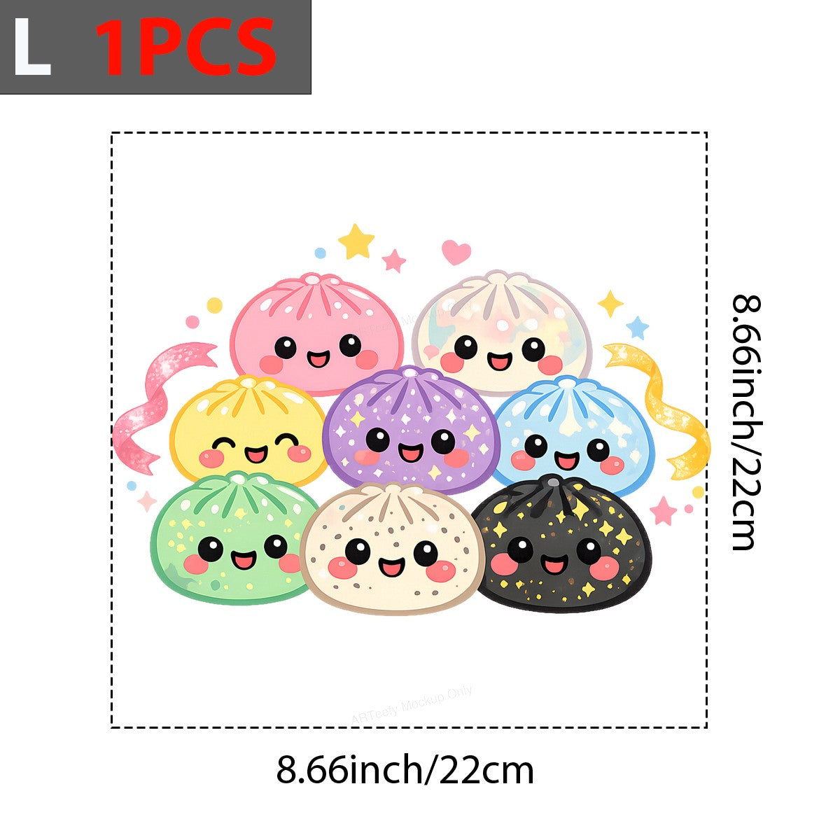 DTF Heat Transfer Kawaii Colorful Dumpling Squad Pastel Sparkle Graphic for T Shirts Hoodies and Tote Bags - 7