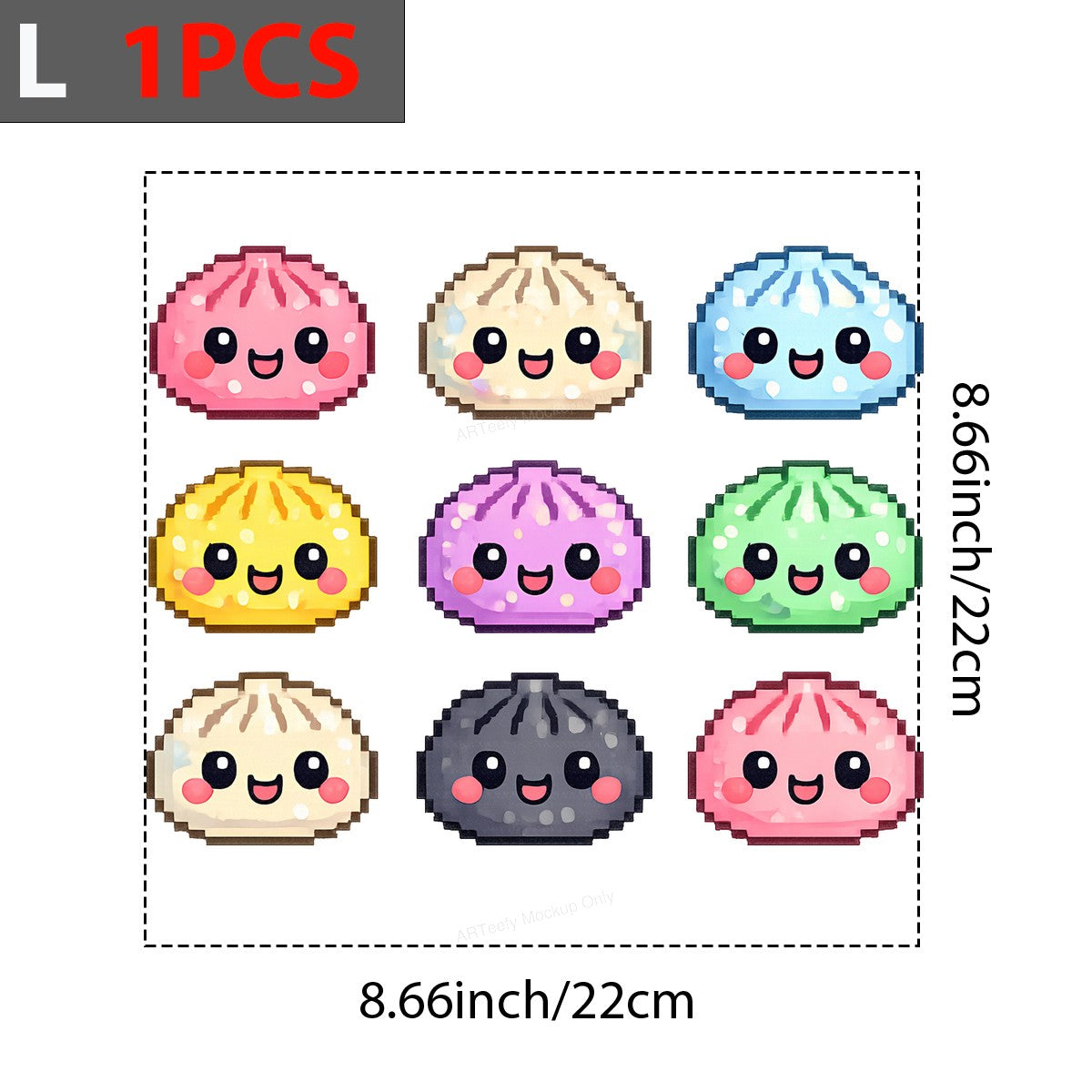 DTF Heat Transfer Kawaii Dumpling Faces Pixel Art Graphic for T Shirts Hoodies and Tote Bags - 7