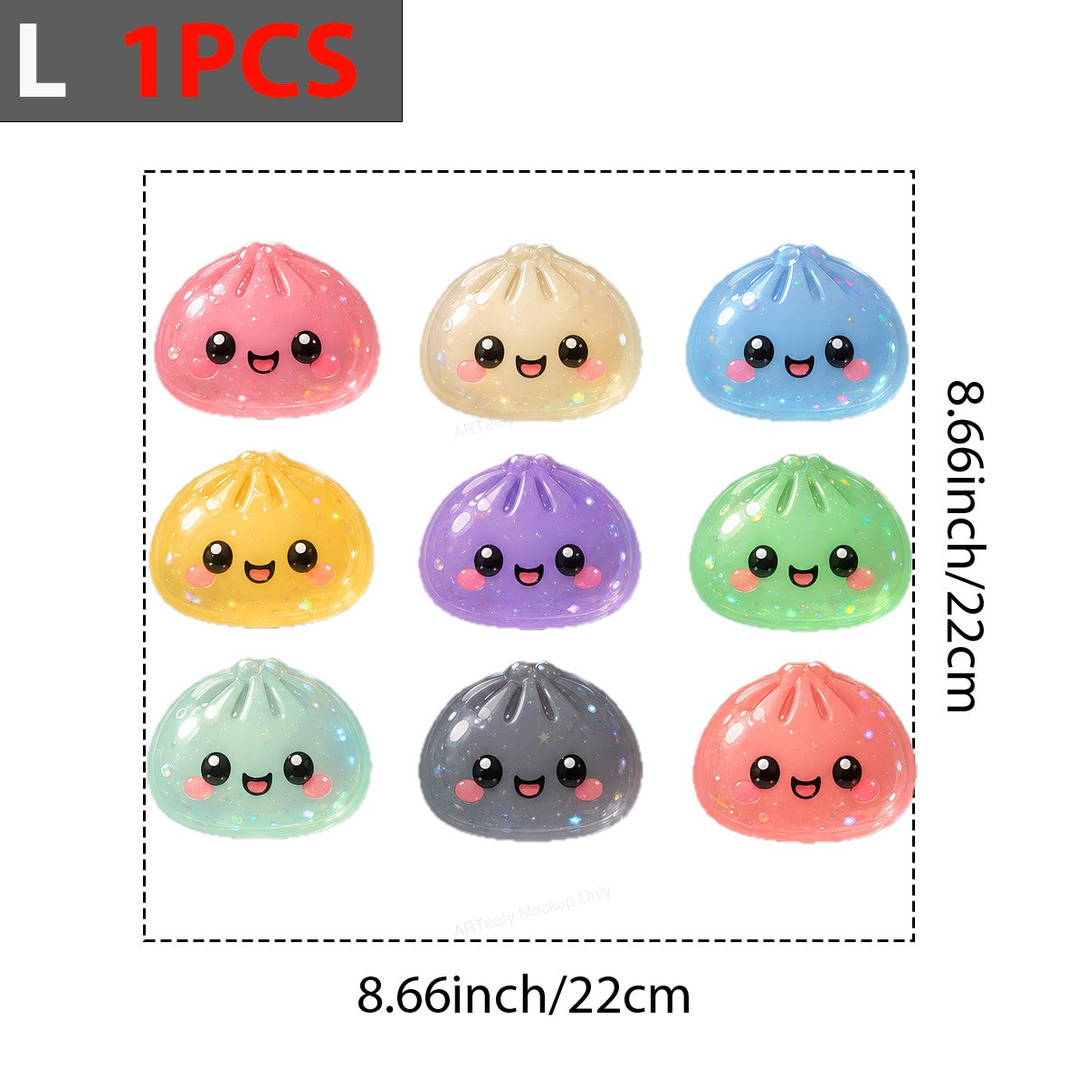 DTF Heat Transfer Kawaii Dumpling Faces Pastel Glitter Graphic for T Shirts Hoodies and Tote Bags - 7