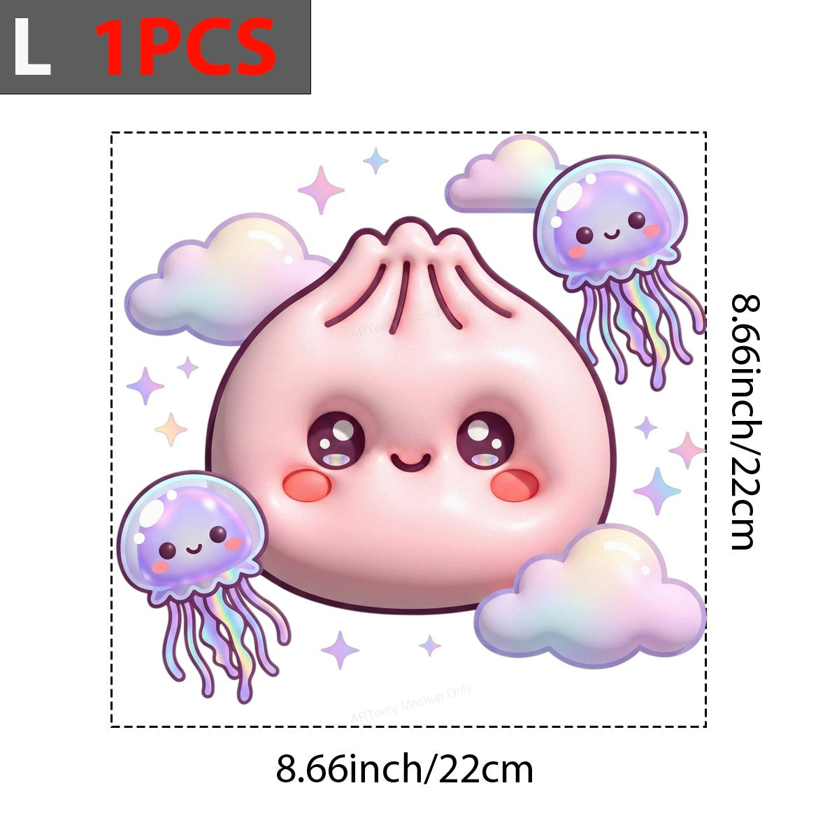 DTF Transfer Cute Kawaii Jellyfish and Clouds Pastel Cartoon Graphic for T Shirts Hoodies and Tote Bags - 7
