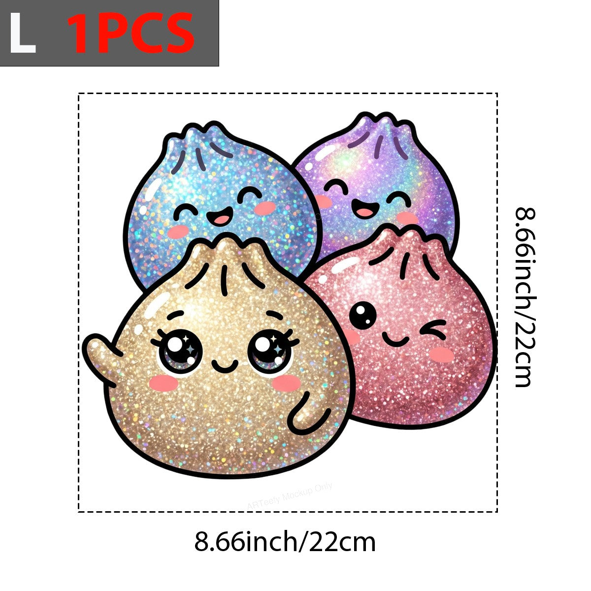 DTF Transfer Cute Glitter Dumpling Friends Kawaii Graphic for T Shirts Hoodies and Tote Bags - 7