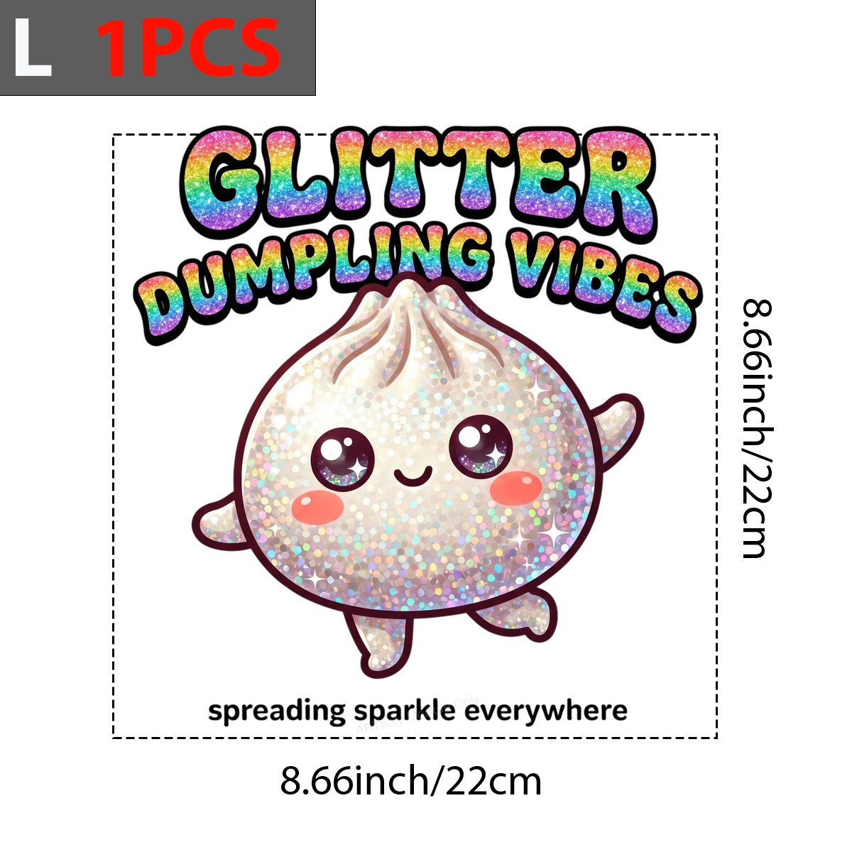 DTF Heat Transfer Glitter Dumpling Vibes Kawaii Sparkle Graphic for T Shirts Hoodies and Tote Bags - 7