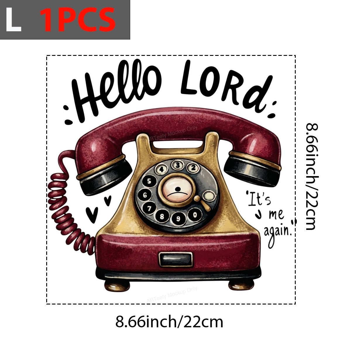 Christian Heat Transfer Hello Lord It’s Me Again Retro Rotary Phone Graphic for T Shirts Hoodies and Tote Bags - 7