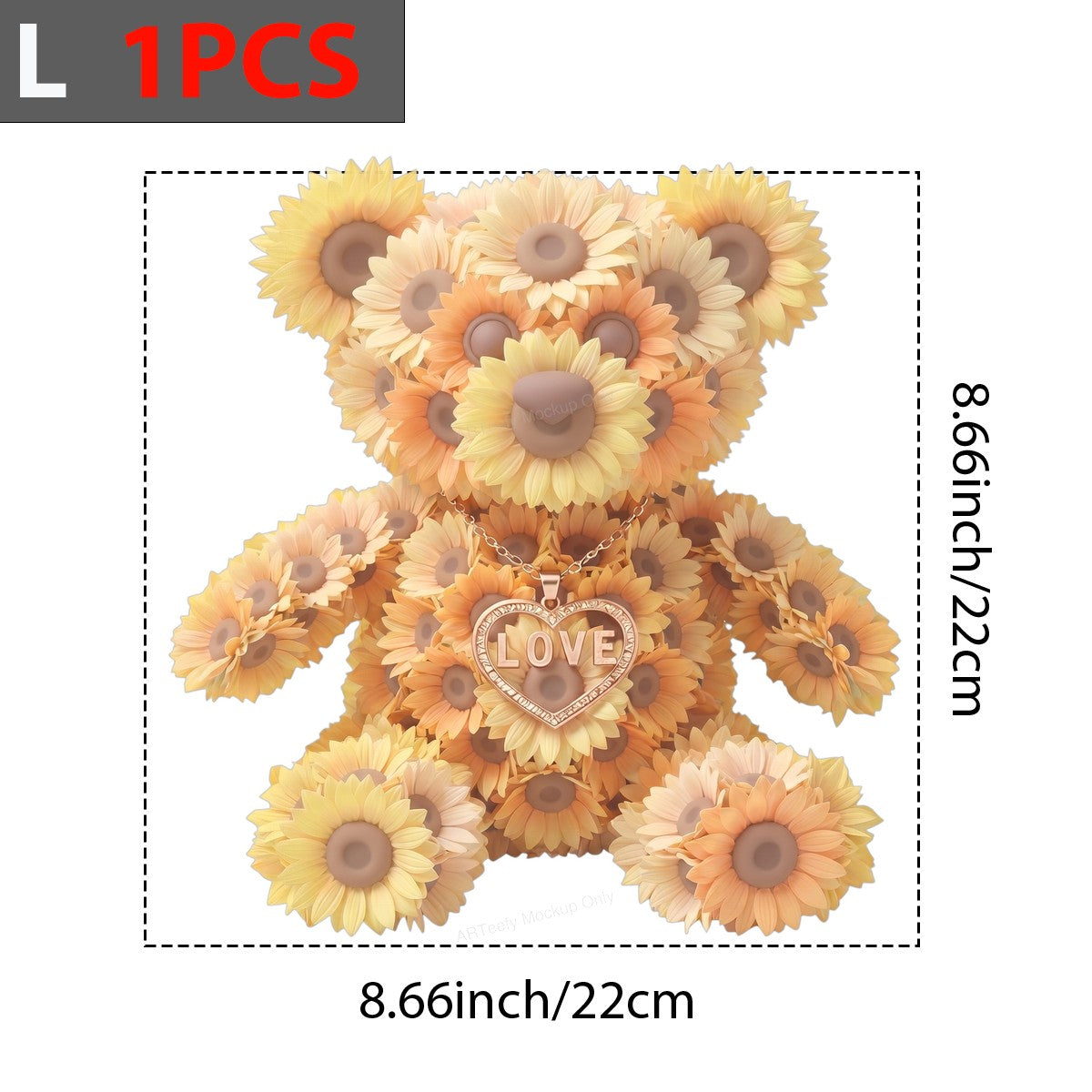 DTF Transfer Sunflower Teddy Bear Love Heart Pendant Graphic for T Shirts Hoodies and Gifts - 7