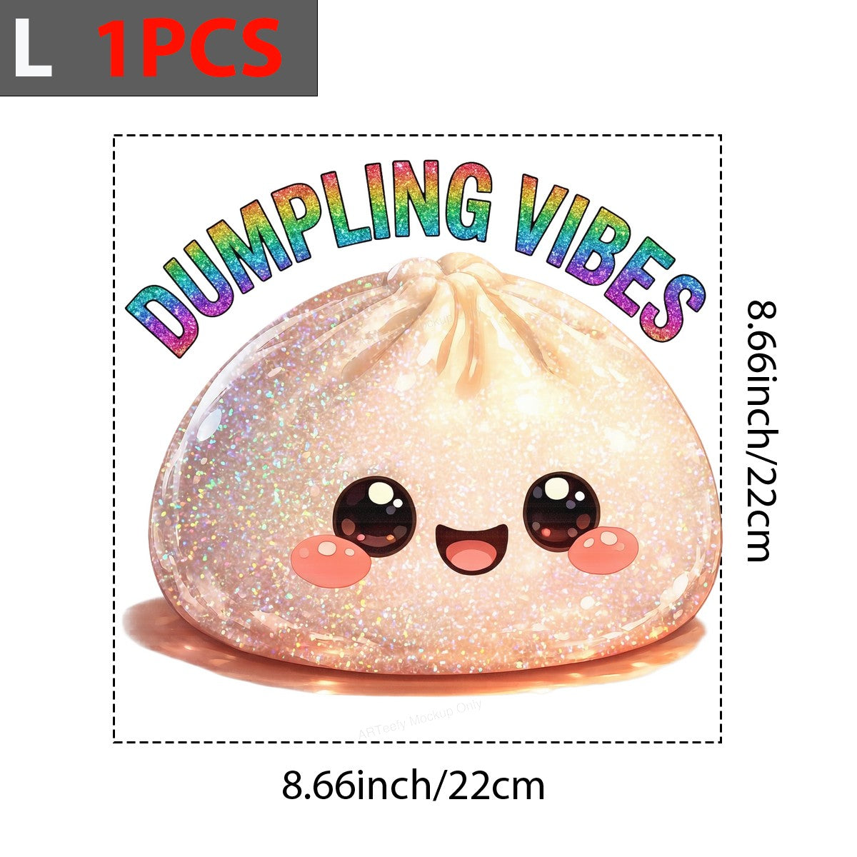 DTF Transfer Dumpling Vibes Kawaii Glitter Dumpling Graphic for T Shirts Hoodies and Tote Bags - 7