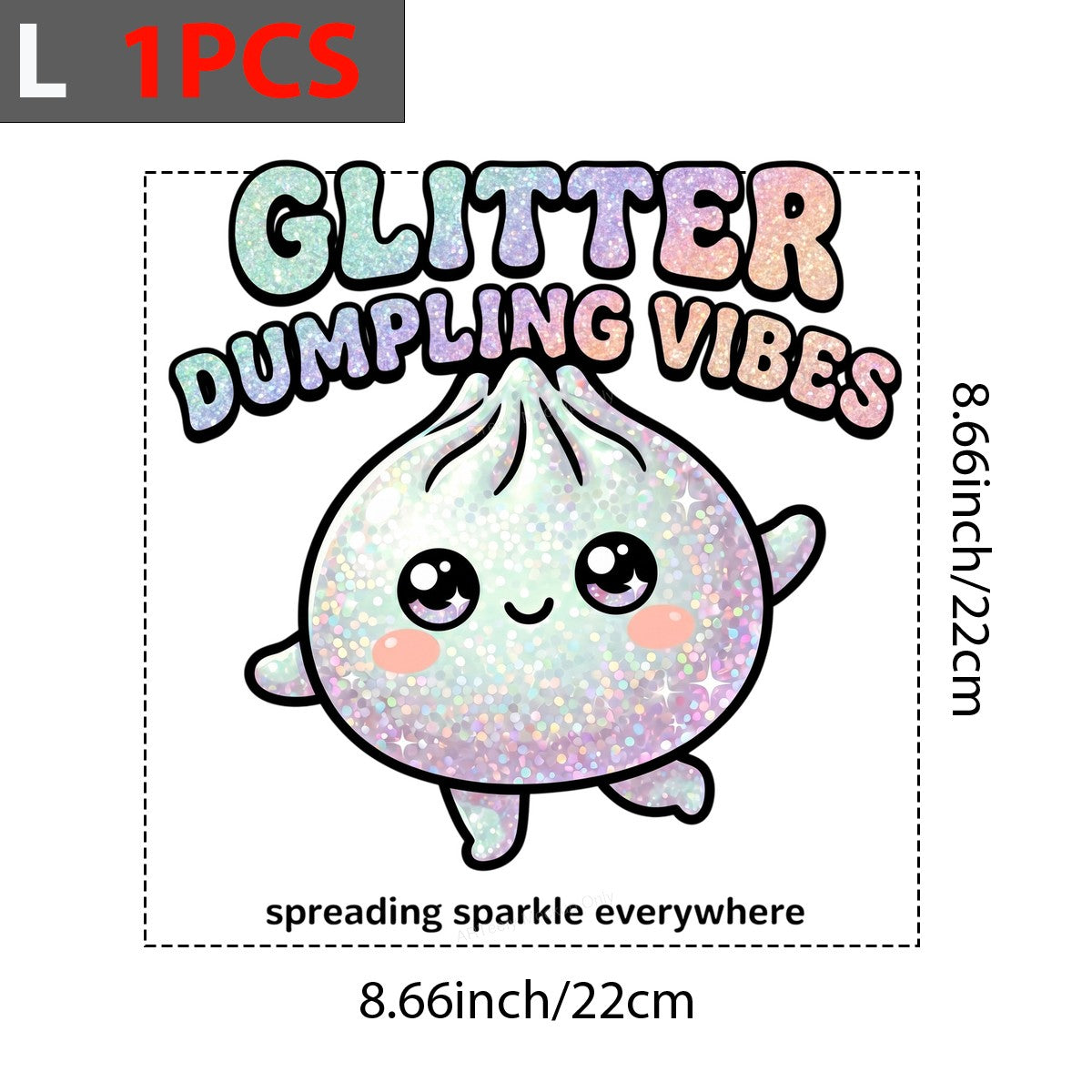DTF Heat Transfer Glitter Dumpling Vibes Sparkle Cartoon Graphic for T Shirts Hoodies and Tote Bags - 7