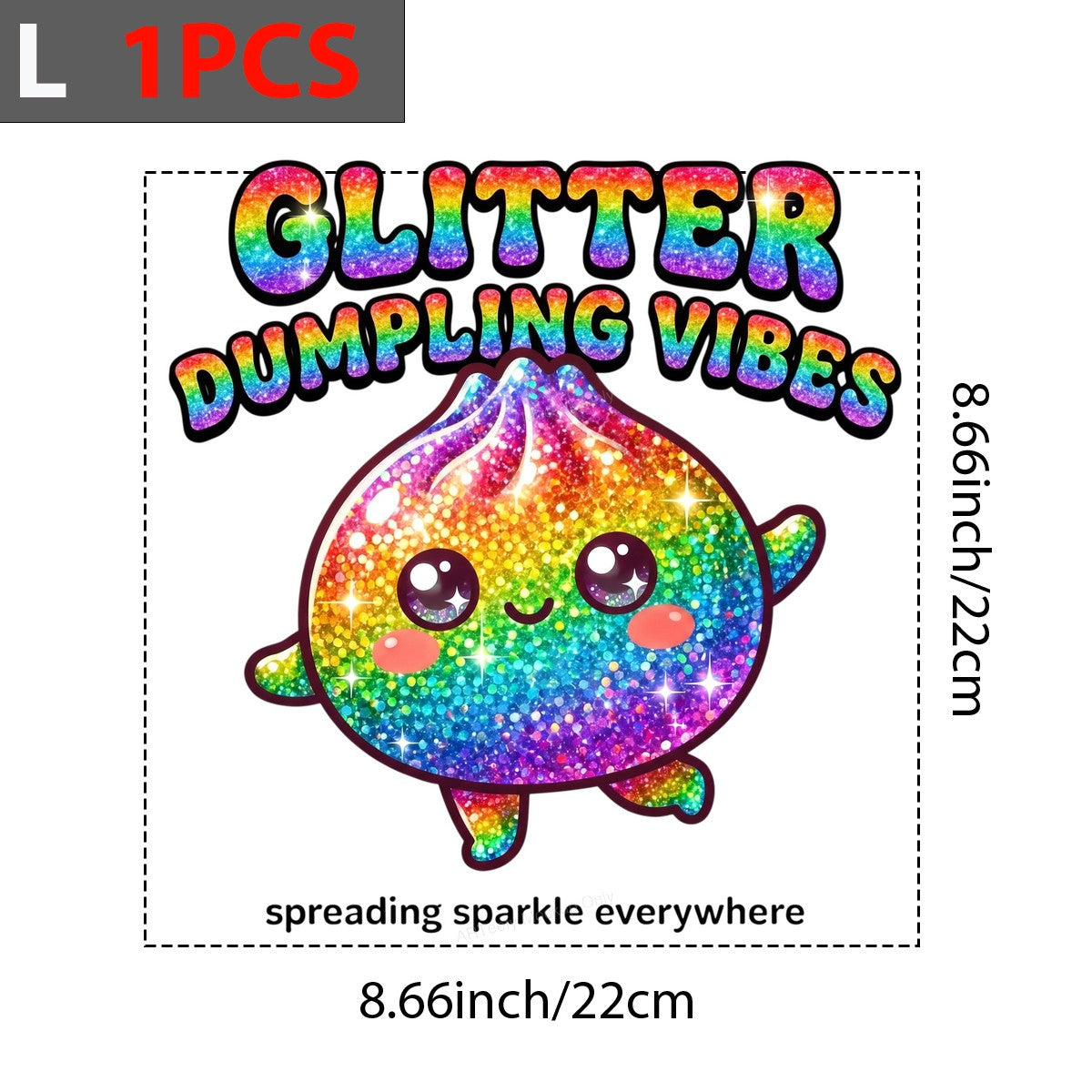 DTF Heat Transfer Glitter Dumpling Vibes Rainbow Sparkle Graphic for T Shirts Hoodies and Tote Bags - 7