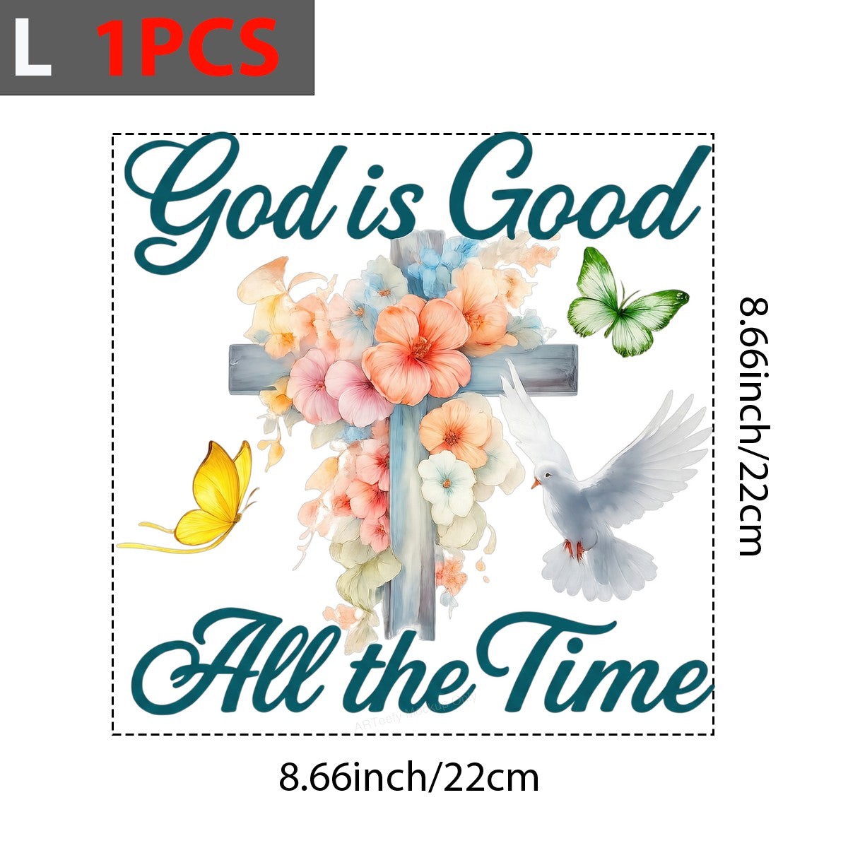 Christian Heat Transfer God Is Good All the Time Floral Cross Dove Graphic for T Shirts Hoodies and Tote Bags - 7