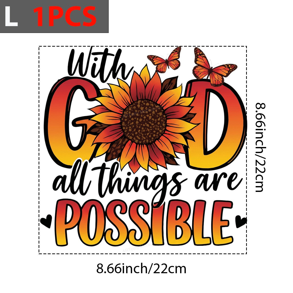 Christian Heat Transfer With God All Things Are Possible Sunflower and Butterfly Graphic for T Shirts Hoodies and Tote Bags - 7