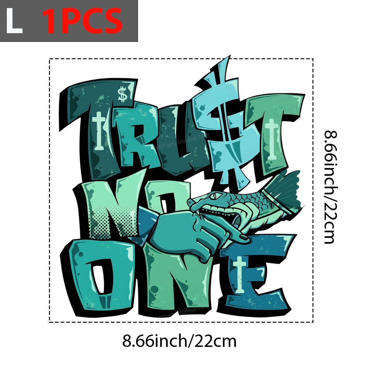 DTF Transfer Trust No One Snake Bite Hand Lettering Graphic for T Shirts Hoodies and Streetwear - 7