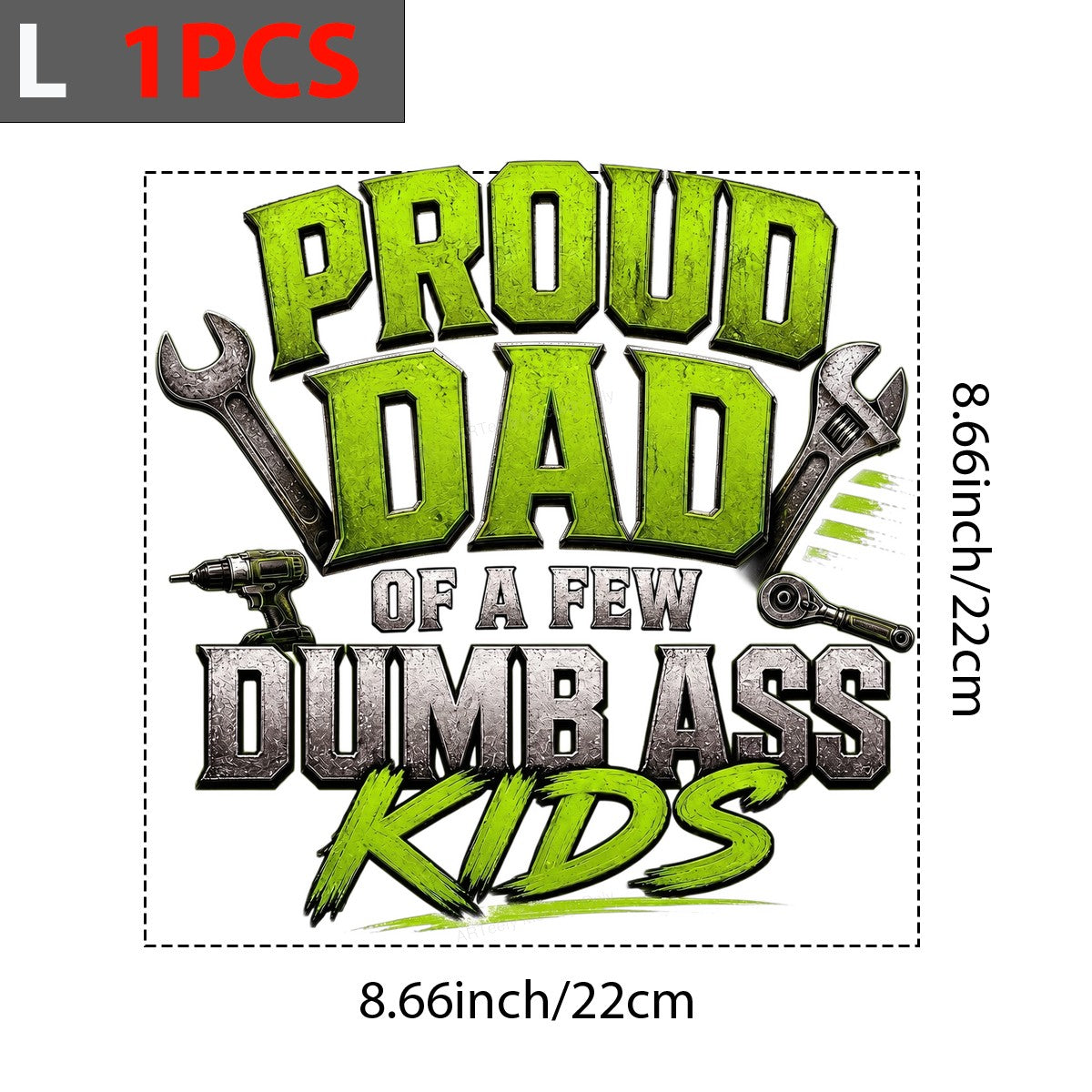 Funny Graphic Transfer Proud Dad Mechanic Quote Grunge Green Wrench Design for T Shirts Hoodies and Gifts - 7