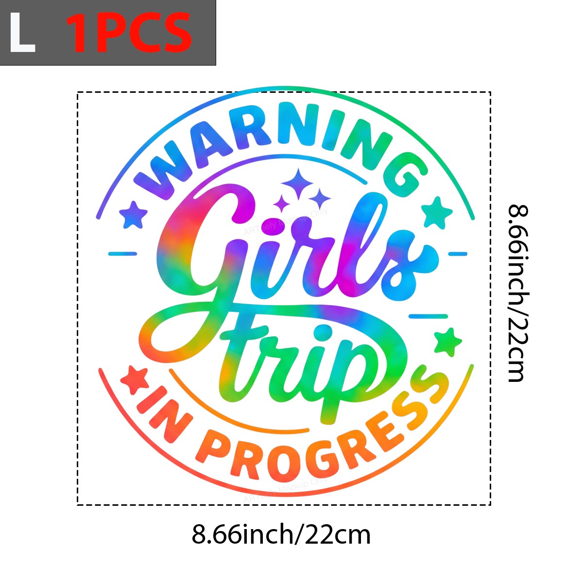 DTF Heat Transfer Warning Girls Trip In Progress Rainbow Tie Dye Graphic for T Shirts Hoodies and Vacation Shirts - 7