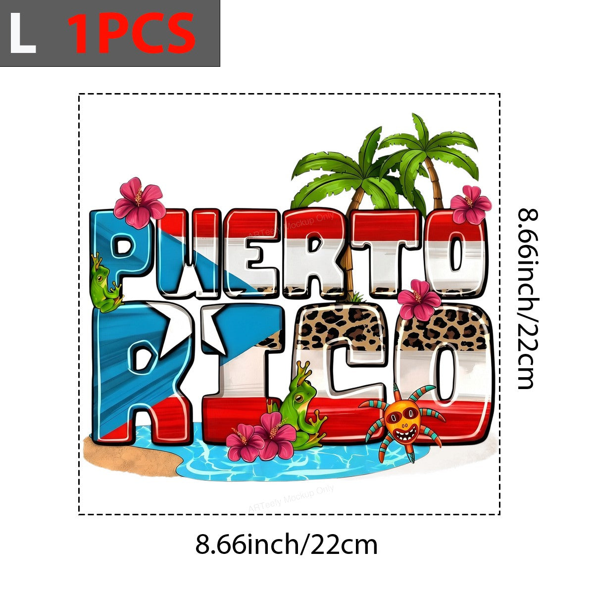 DTF Heat Transfer Puerto Rico Flag Tropical Beach Coqui Frog Graphic for T Shirts Hoodies and Travel Apparel - 7