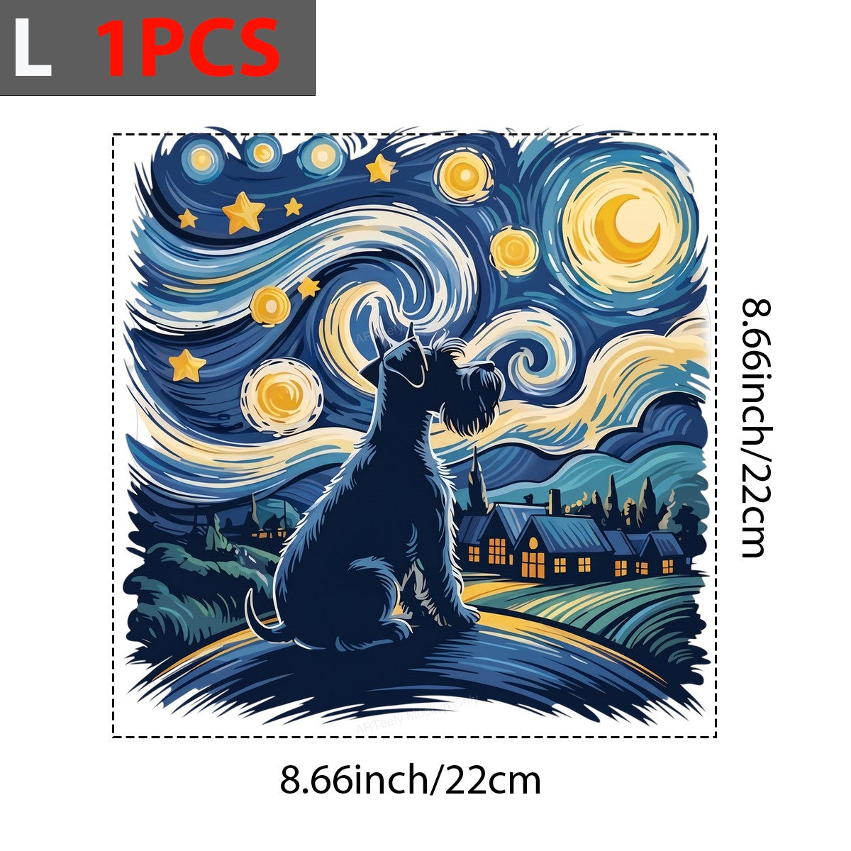 DTF Heat Transfer Starry Night Dog Silhouette Art Graphic for T Shirts Hoodies and Tote Bags - 7