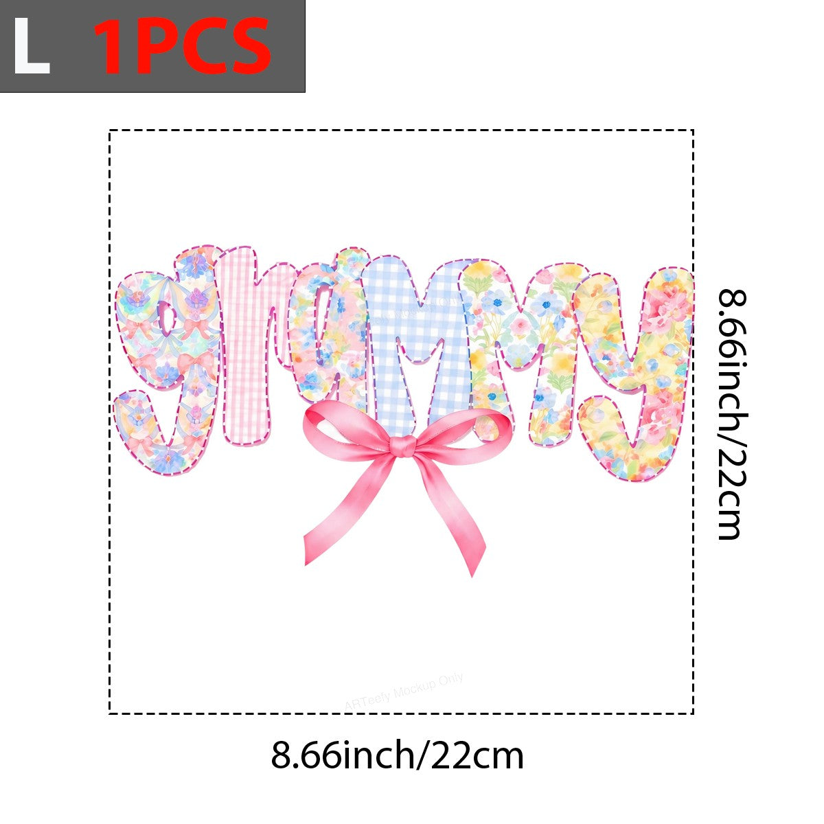 DTF Transfer Grammy Floral Patchwork Lettering with Pink Bow Graphic for T Shirts Hoodies and Gifts - 7