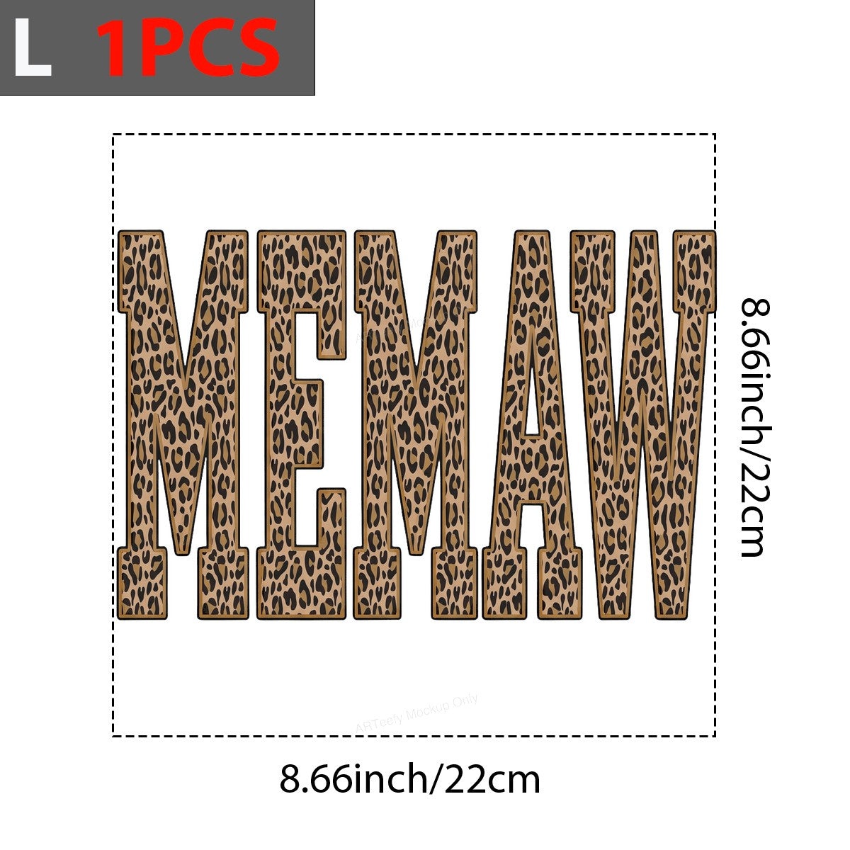 DTF Transfer MEMAW Leopard Print Block Letter Graphic for T Shirts Hoodies and Gifts - 7