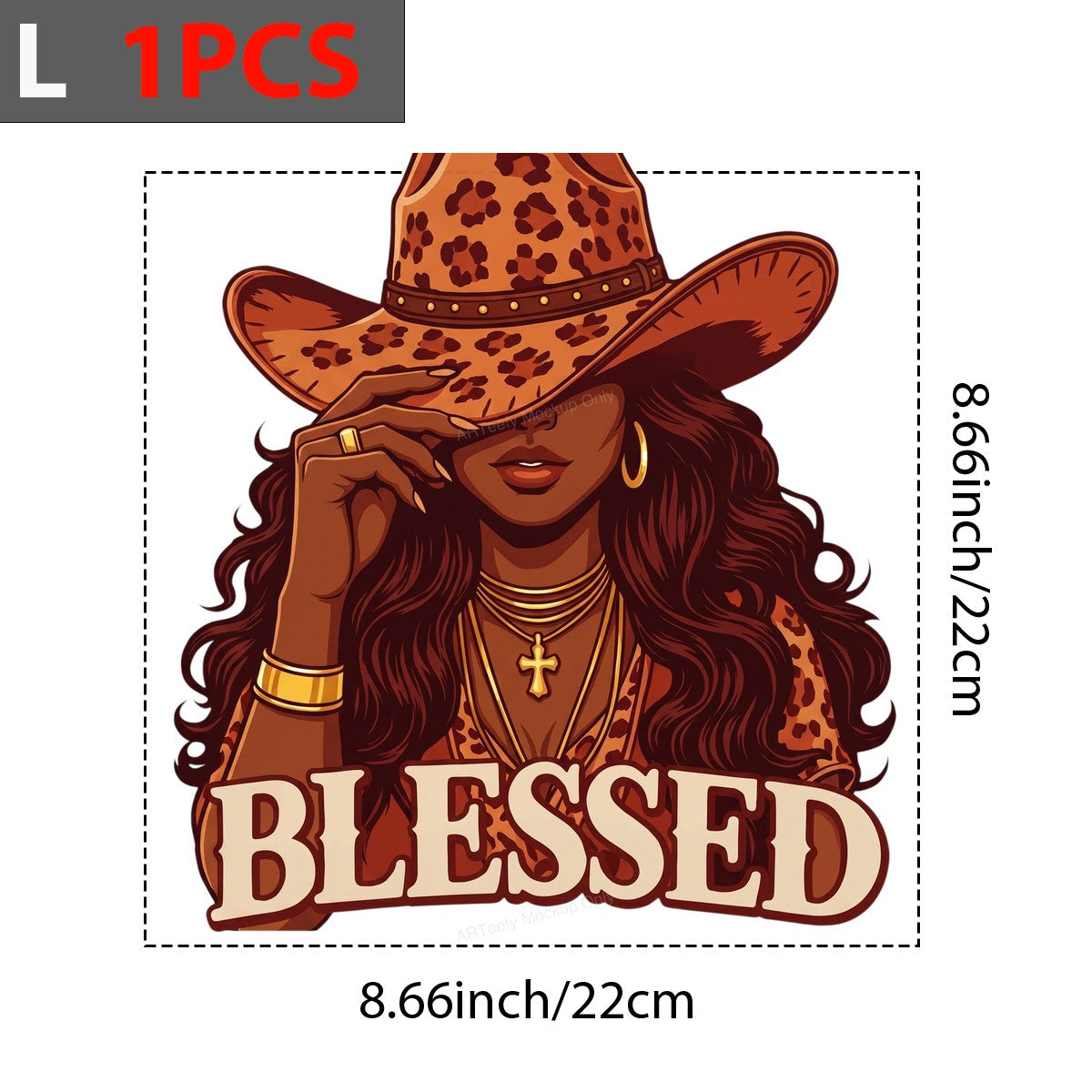 Christian Heat Transfer Blessed Cowgirl with Leopard Hat Western Graphic for T Shirts Hoodies and Tote Bags - 7