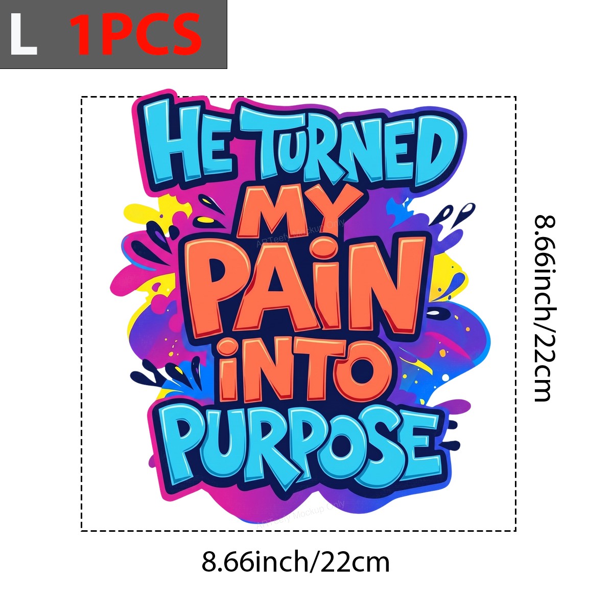 Christian Heat Transfer He Turned My Pain Into Purpose Colorful Lettering Graphic for T Shirts Hoodies and Tote Bags - 7