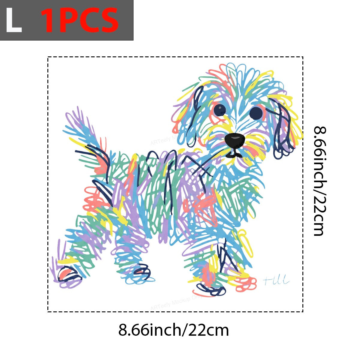 DTF Transfer Colorful Scribble Puppy Dog Illustration Graphic for T Shirts Hoodies and Tote Bags - 7