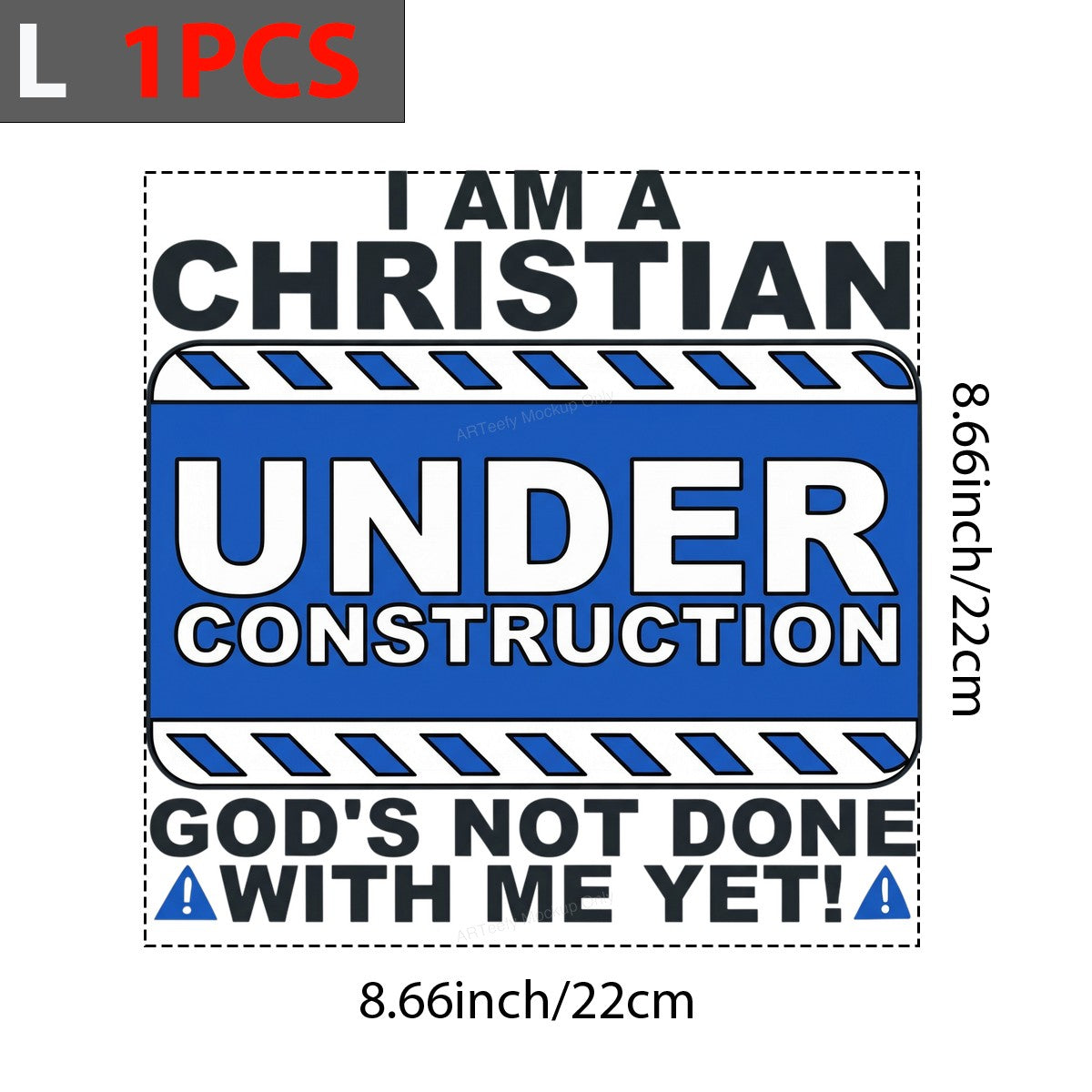 Christian Heat Transfer I Am a Christian Under Construction Sign Graphic for T Shirts Hoodies and Christian Apparel - 7