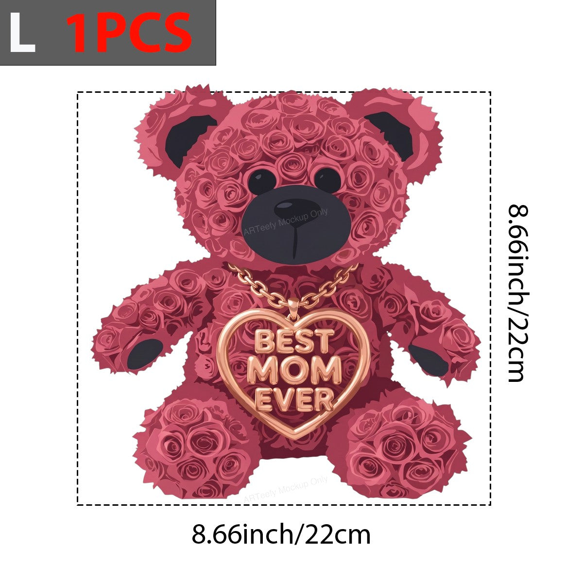 DTF Transfer Best Mom Ever Rose Teddy Bear Graphic for Mother’s Day T Shirts and Gifts - 7