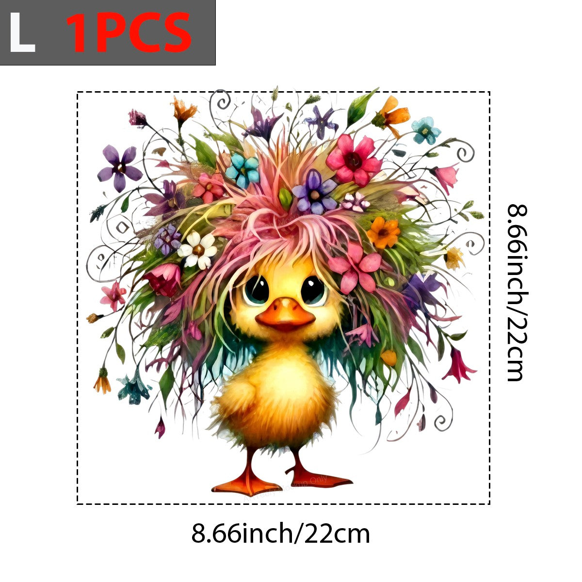 DTF Transfer Cute Duck with Colorful Flower Afro Art Graphic for T Shirts Hoodies and Tote Bags - 7