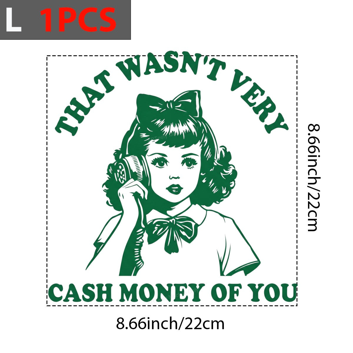Funny Graphic Transfer “That Wasn’t Very Cash Money of You” Retro Phone Girl Line Art for T Shirts Hoodies and Tote Bags - 7