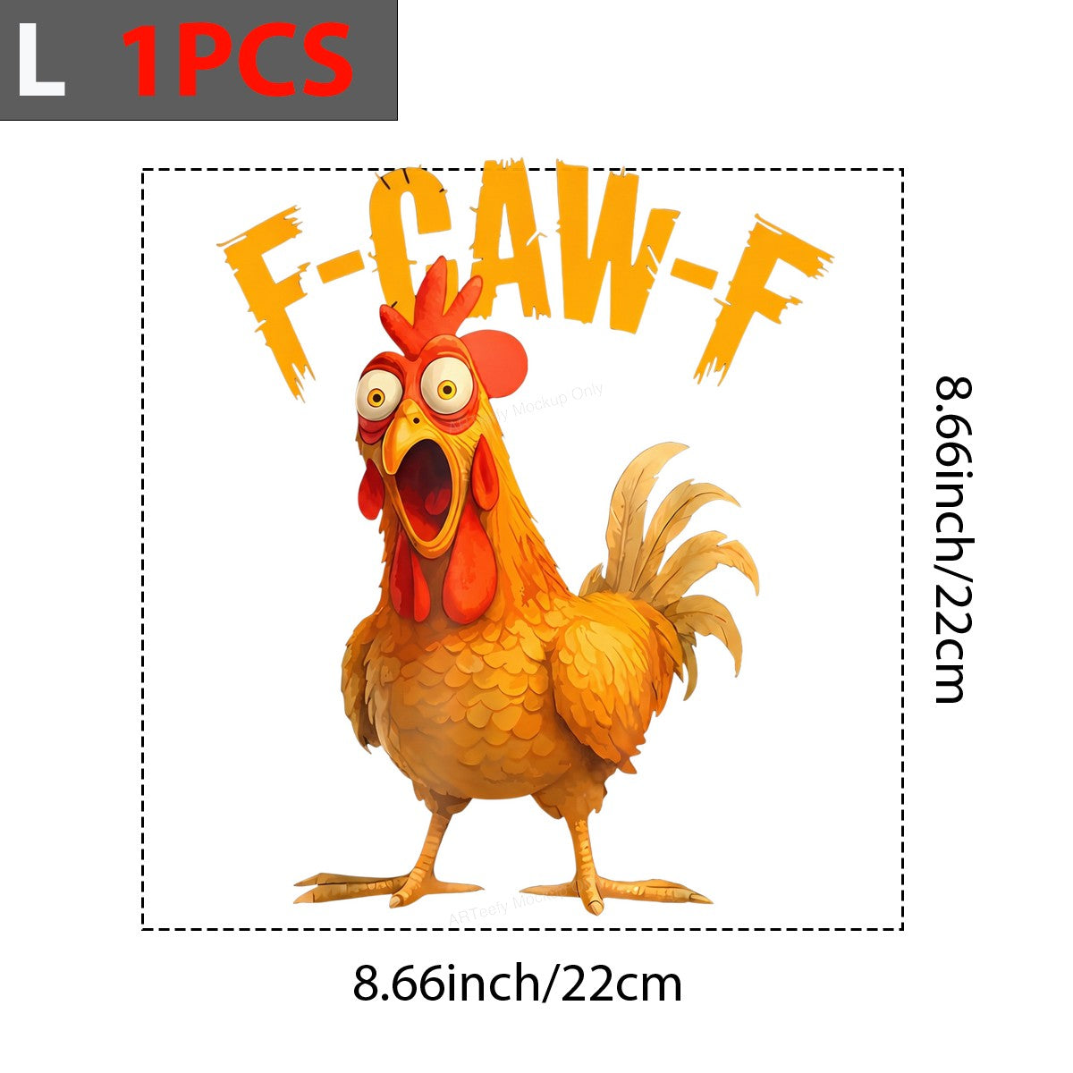 Funny Graphic Transfer F-Caw-F Screaming Chicken Cartoon Design for T Shirts Hoodies and Gifts - 7