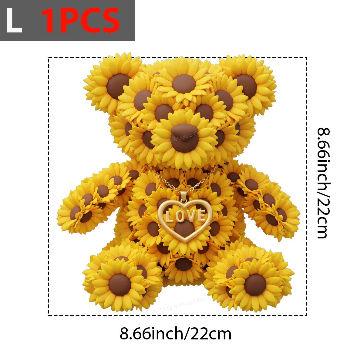 DTF Transfer Sunflower Teddy Bear Love Heart Necklace Graphic for T Shirts Hoodies and Gifts - 7