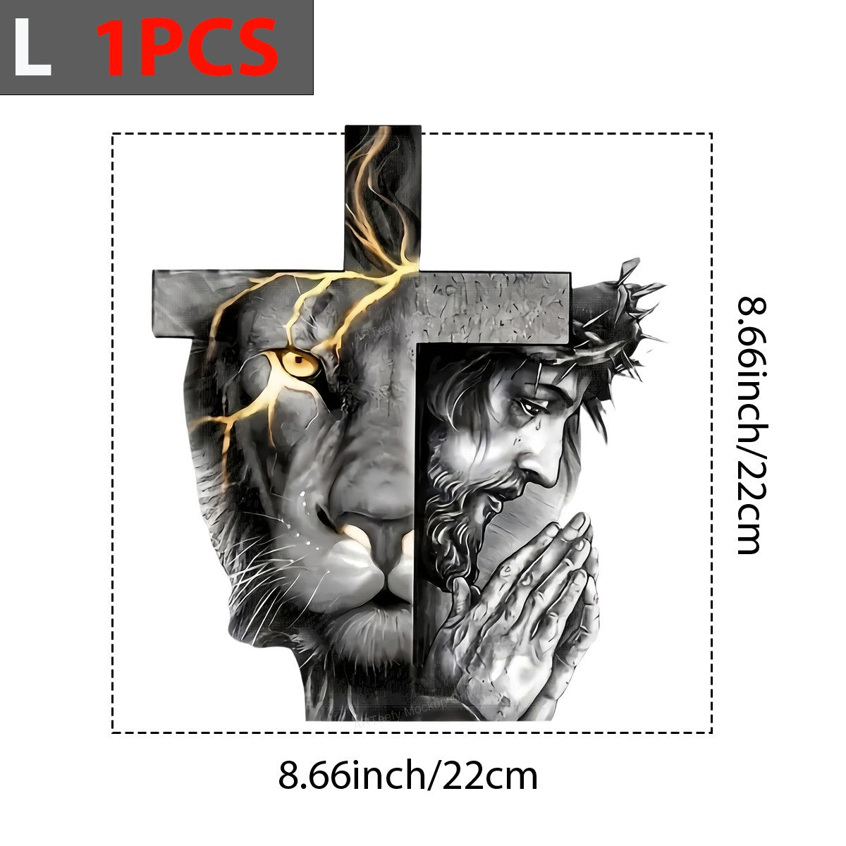 Christian Heat Transfer Lion and Cross with Praying Hands Graphic for T Shirts Hoodies and Christian Apparel - 7