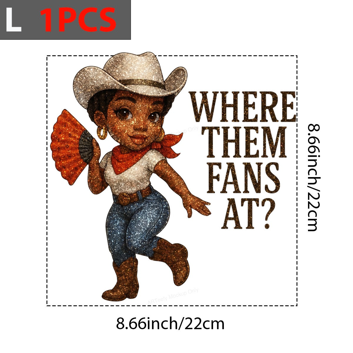 Western Heat Transfer Where Them Fans At Glitter Cowgirl Graphic for T Shirts Hoodies and Party Outfits - 7