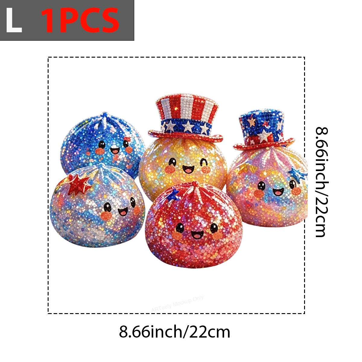 DTF Transfer Patriotic Glitter Smiley Fireworks Characters Graphic for 4th of July T Shirts and Holiday Apparel - 7
