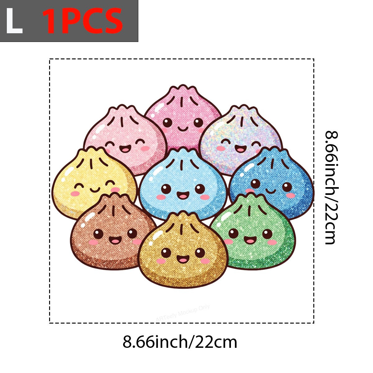 DTF Transfer Cute Glitter Rainbow Dumpling Faces Graphic for T Shirts Hoodies and Tote Bags - 7