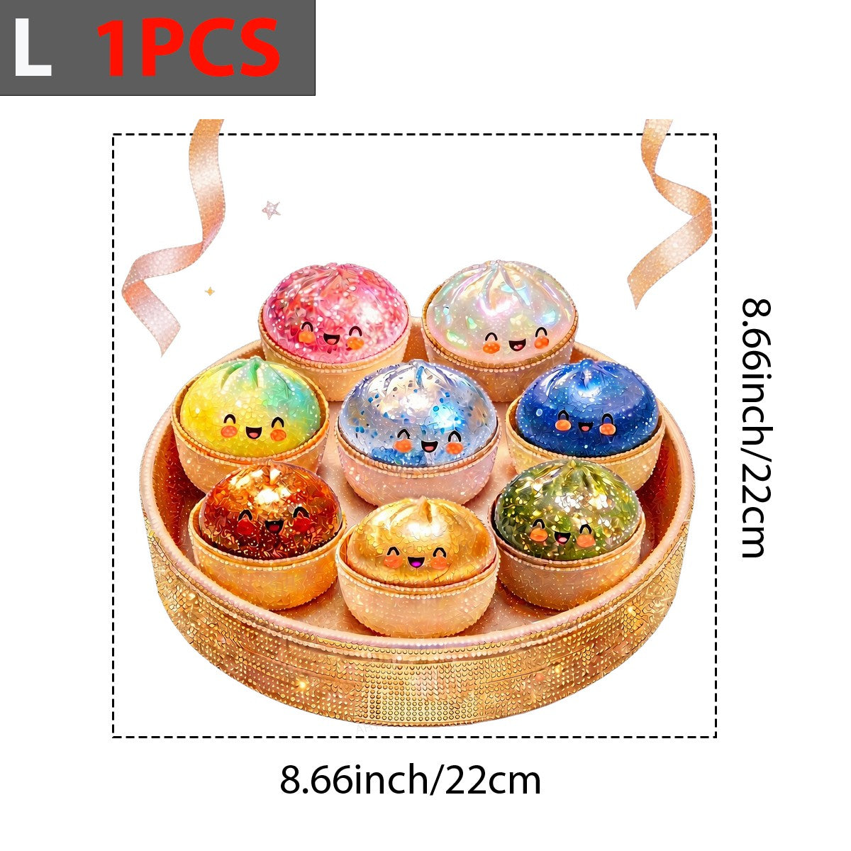 DTF Heat Transfer Cute Rainbow Dumpling Characters Glitter Style Graphic for T Shirts Hoodies and Tote Bags - 7