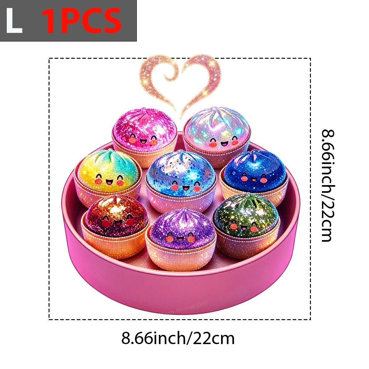 DTF Heat Transfer Kawaii Rainbow Dumpling Characters Sparkle Heart Design for T Shirts Hoodies and Tote Bags - 7