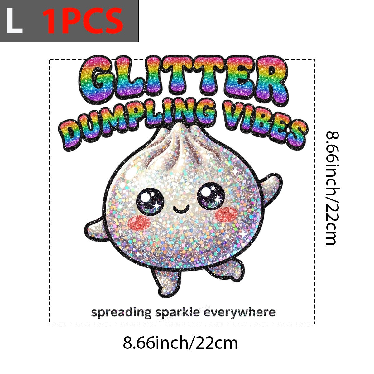 DTF Heat Transfer Glitter Dumpling Vibes Rainbow Sparkle Graphic for T Shirts Hoodies and Tote Bags - 7