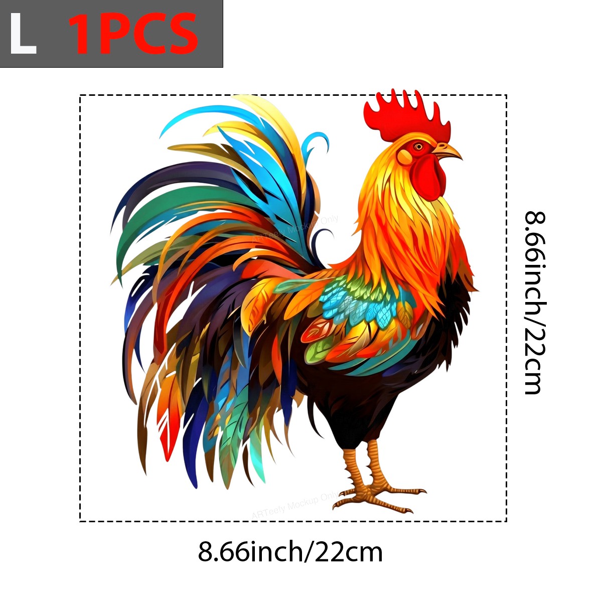 DTF Transfer Colorful Rooster Art Illustration Graphic for T Shirts Hoodies and Farmhouse Apparel - 7