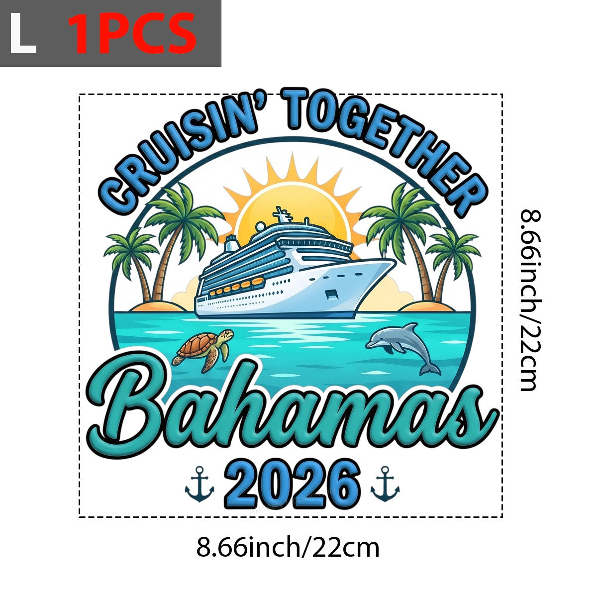 DTF Transfer Cruisin’ Together Bahamas 2026 Cruise Ship Graphic for T Shirts Hoodies and Family Vacation Shirts - 7