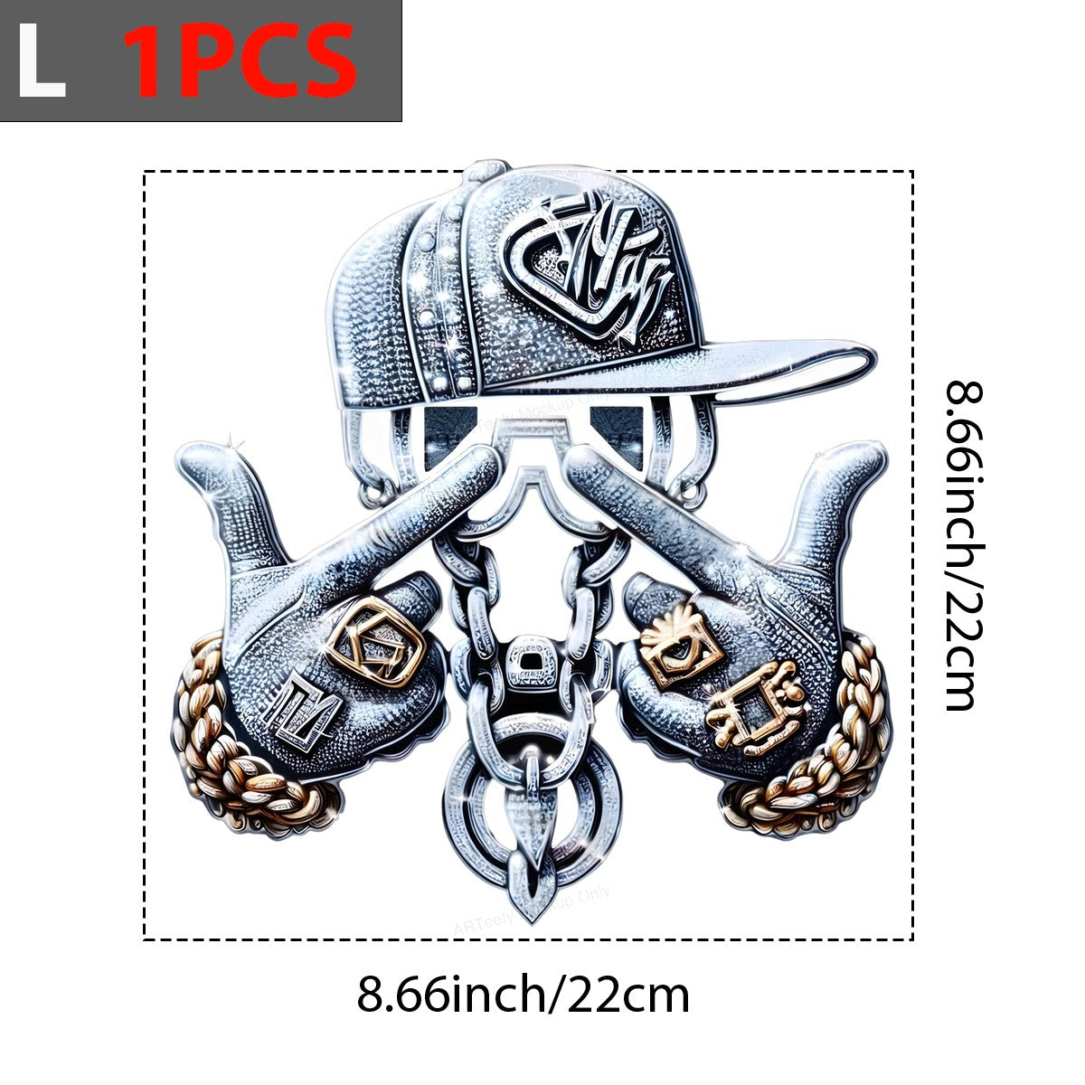 DTF Transfer Bling Skeleton Hands with Chains and Rings Hip Hop Graphic for T Shirts Hoodies and Streetwear Apparel - 7