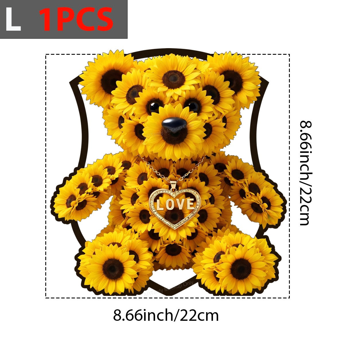 DTF Heat Transfer Sunflower Teddy Bear Love Heart Pendant Graphic for T Shirts Hoodies and Tote Bags - 7