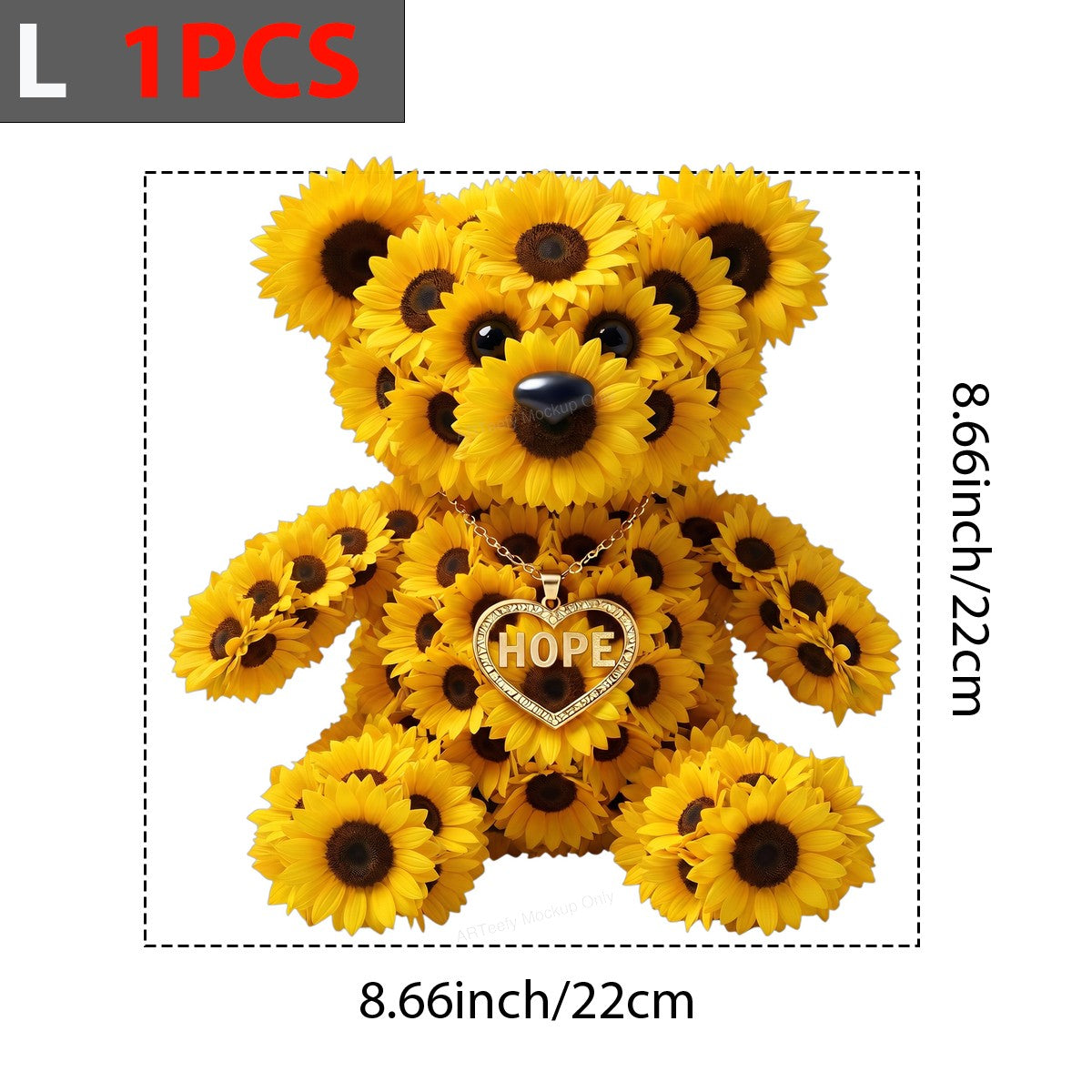 DTF Heat Transfer Hope Sunflower Teddy Bear Heart Pendant Graphic for T Shirts Hoodies and Tote Bags - 7