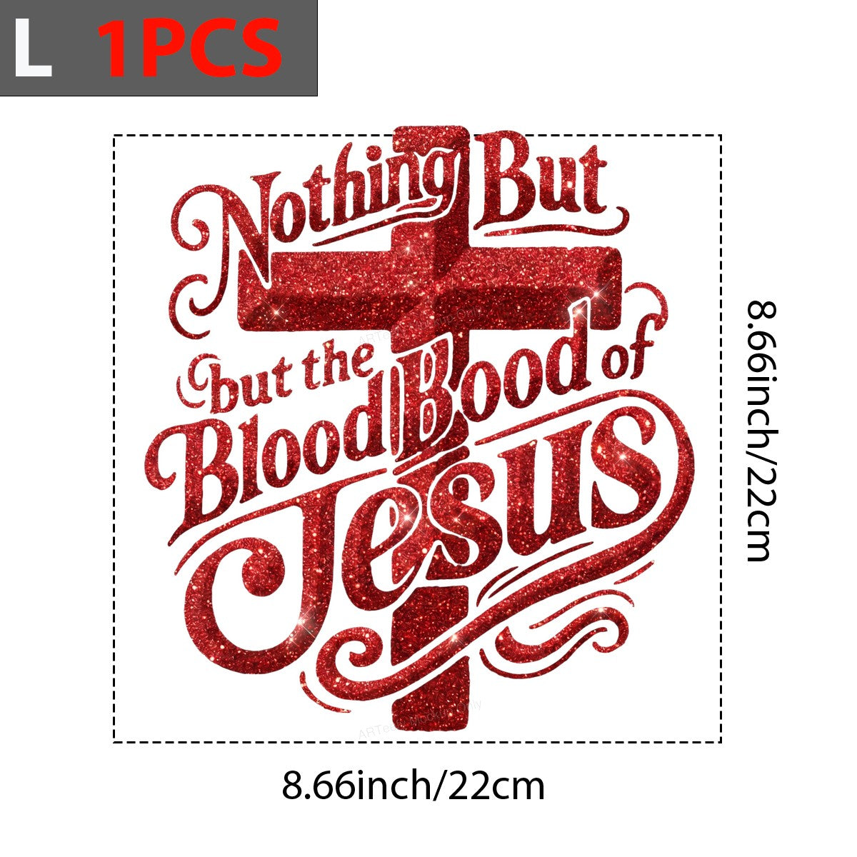 Christian Heat Transfer Nothing But the Blood of Jesus Red Glitter Cross Graphic for T Shirts Hoodies and Christian Apparel - 7