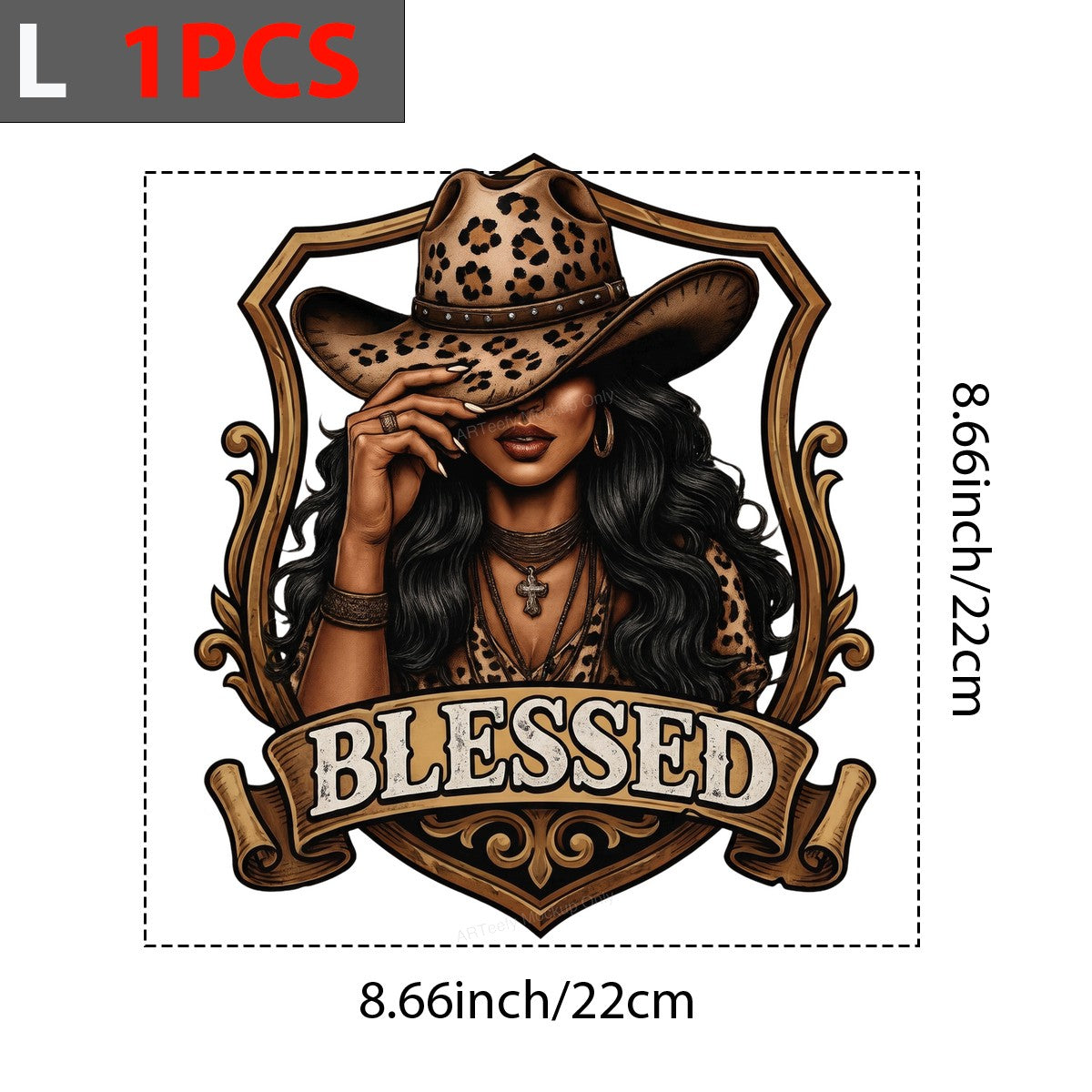 Christian Heat Transfer Blessed Cowgirl Leopard Hat Western Graphic for T Shirts Hoodies and Tote Bags - 7