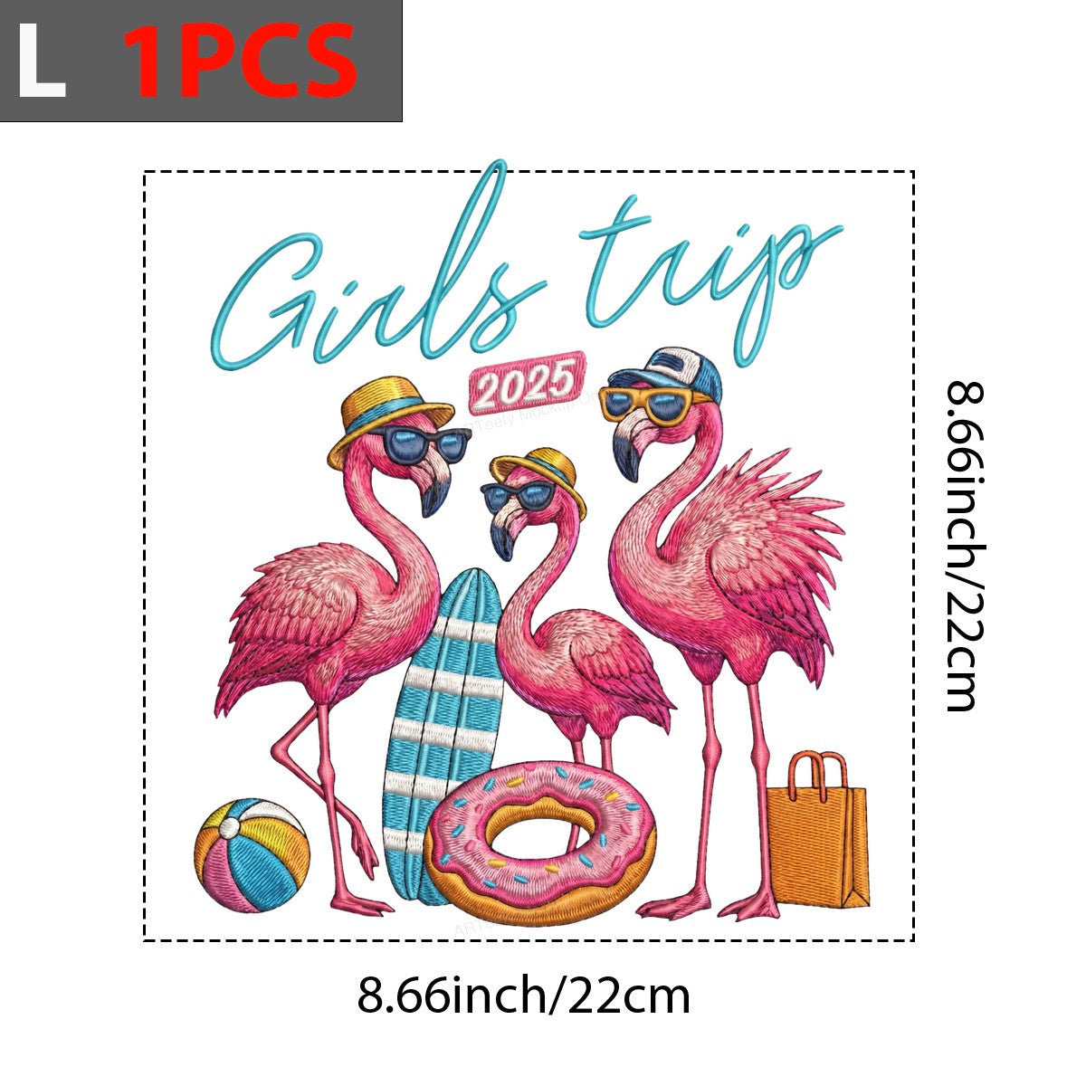 DTF Heat Transfer Girls Trip 2025 Flamingo Beach Vacation Graphic for T Shirts Hoodies and Tote Bags - 7