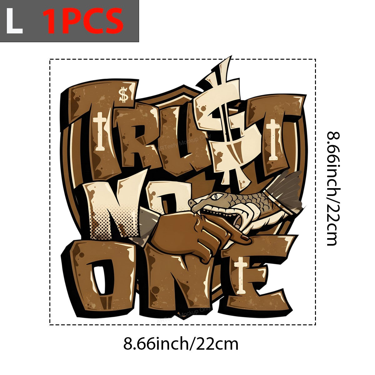 DTF Heat Transfer Trust No One Snake Bite Hand Graphic for T Shirts Hoodies and Streetwear Apparel - 7
