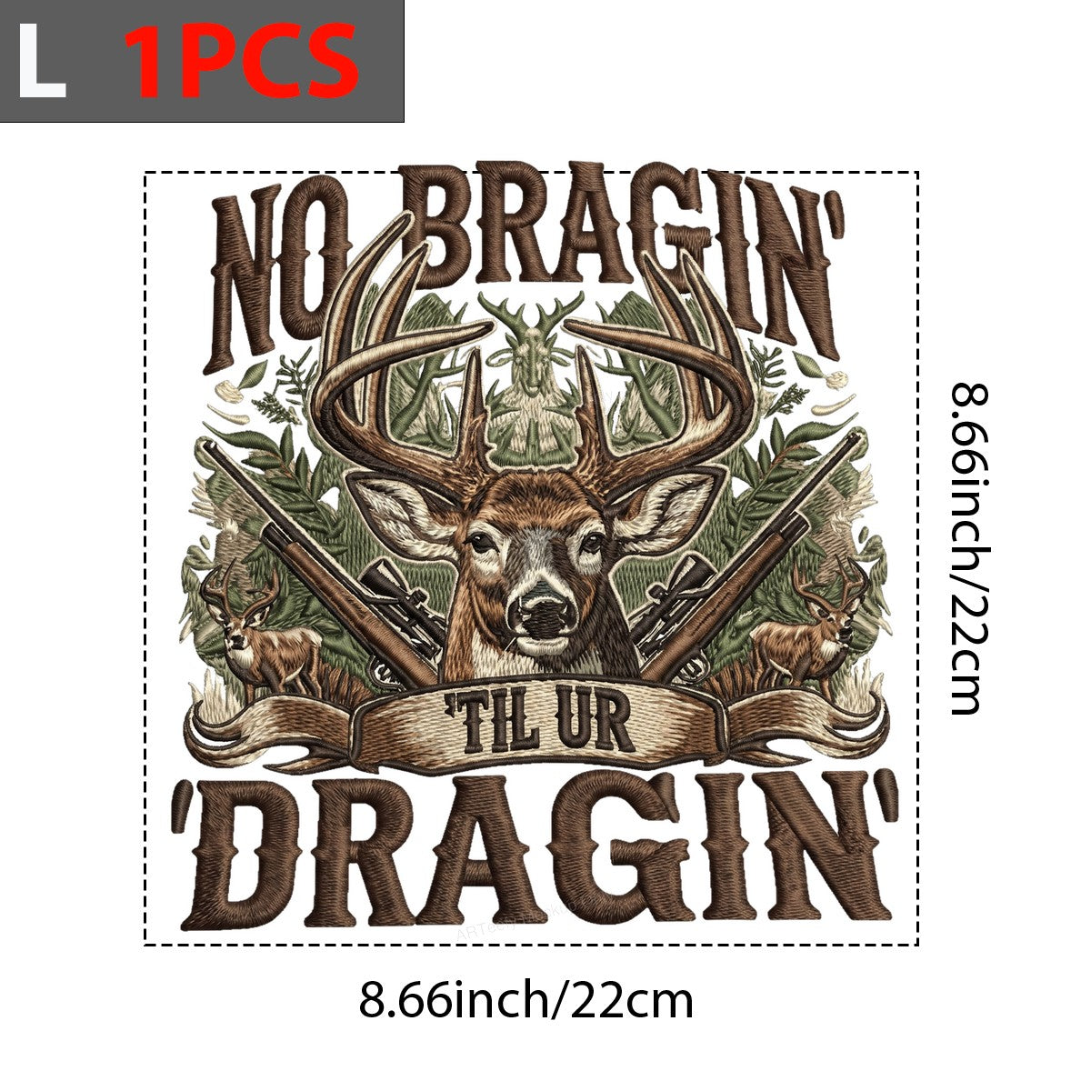 DTF Heat Transfer No Bragin Til Ur Draggin Deer Skull and Rifles Hunting Graphic for T Shirts Hoodies and Outdoor Apparel - 7