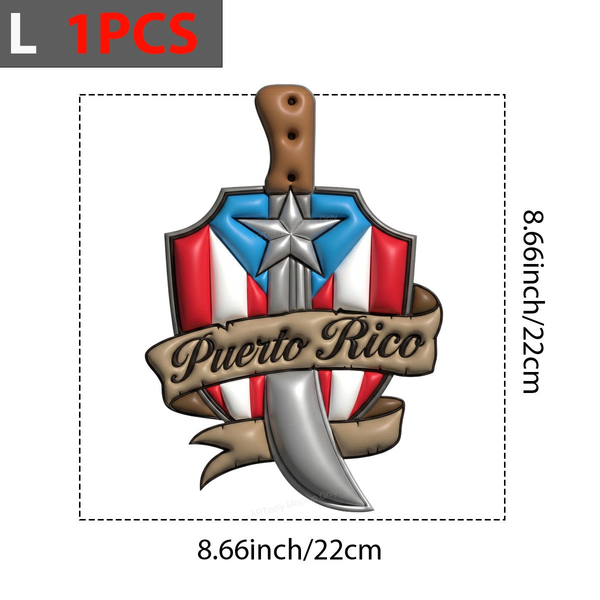 DTF Heat Transfer Puerto Rico Flag Shield with Knife Graphic for T Shirts Hoodies and Tote Bags - 7